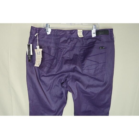 NWT Seven7 Luxe Coated Skinny Jeans Women's Size 24 Purple Shiny Waxed High Rise - Picture 6 of 11